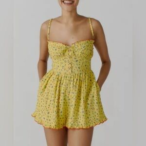 Yellow floral sleeveless Urban Outfitters romper NWT | SIZE XS